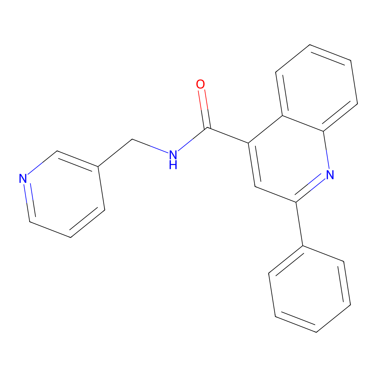 2-phenyl-N-(pyridin-3-ylmethyl)quinoline-4-carboxamide molecular structure, CAS 65628-71-9