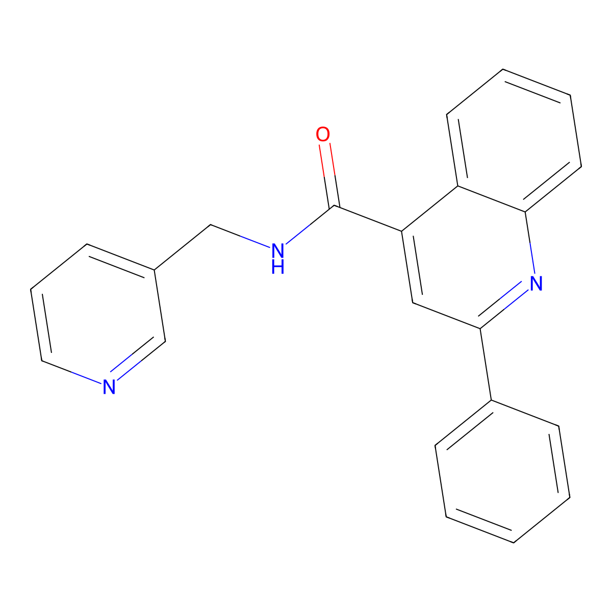 2-phenyl-N-(pyridin-3-ylmethyl)quinoline-4-carboxamide molecular structure, CAS 65628-71-9