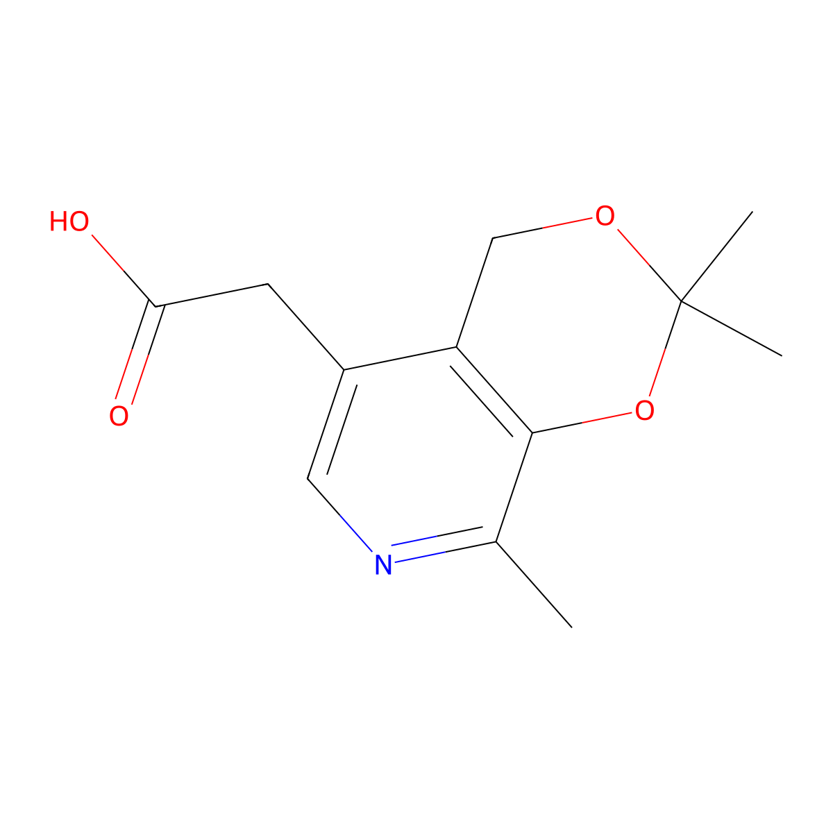 (2,2,8-Trimethyl-4h-[1,3]dioxino[4,5-c]pyridin-5-yl)acetic acid molecular structure, CAS 6563-00-4