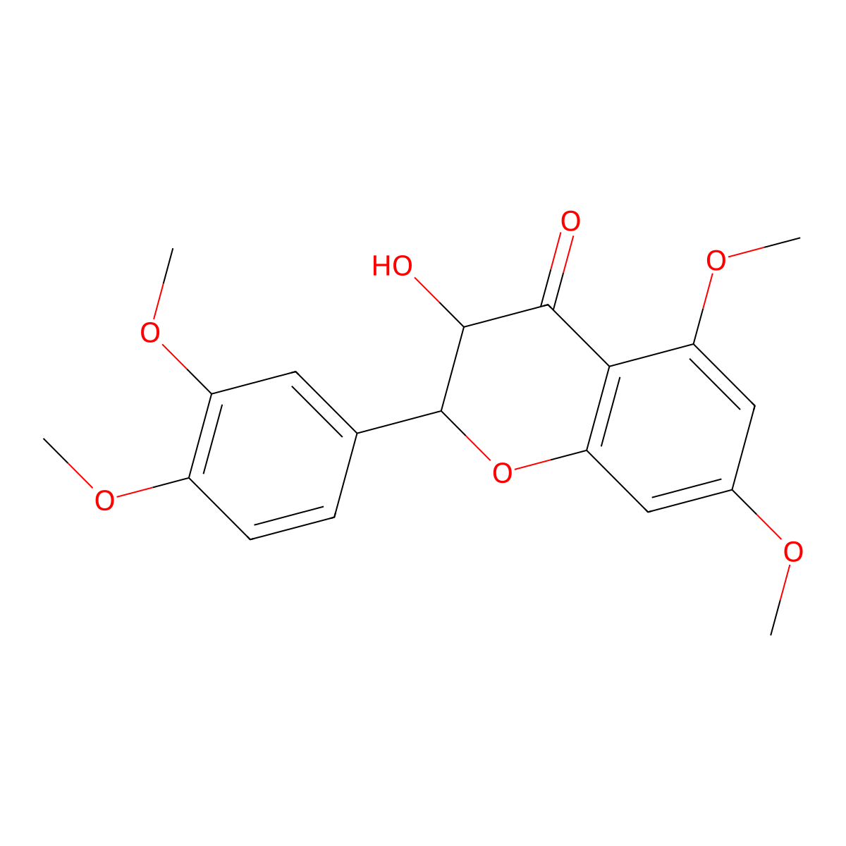 2-(3,4-Dimethoxyphenyl)-3-hydroxy-5,7-dimethoxy-2,3-dihydro-4H-chromen-4-one molecular structure, CAS 6563-36-6