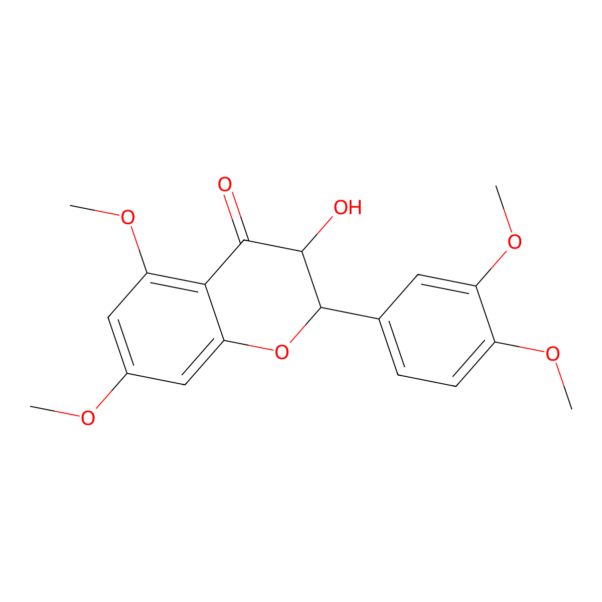 2-(3,4-Dimethoxyphenyl)-3-hydroxy-5,7-dimethoxy-2,3-dihydro-4H-chromen-4-one molecular structure, CAS 6563-36-6