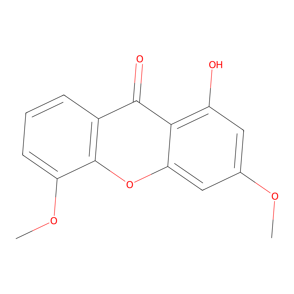 1-Hydroxy-3,5-dimethoxy-xanthen-9-one molecular structure, CAS 6563-48-0