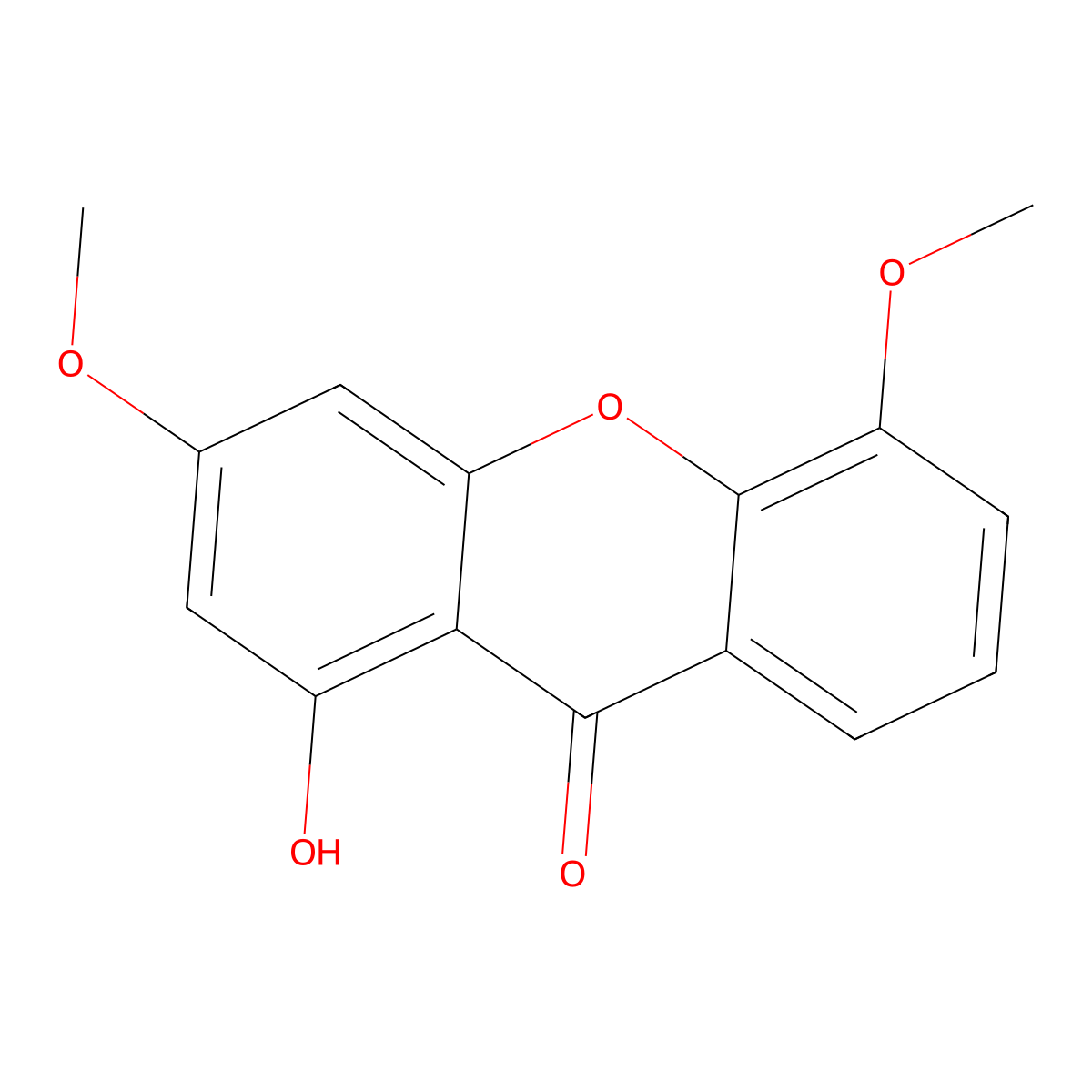 1-Hydroxy-3,5-dimethoxy-xanthen-9-one molecular structure, CAS 6563-48-0