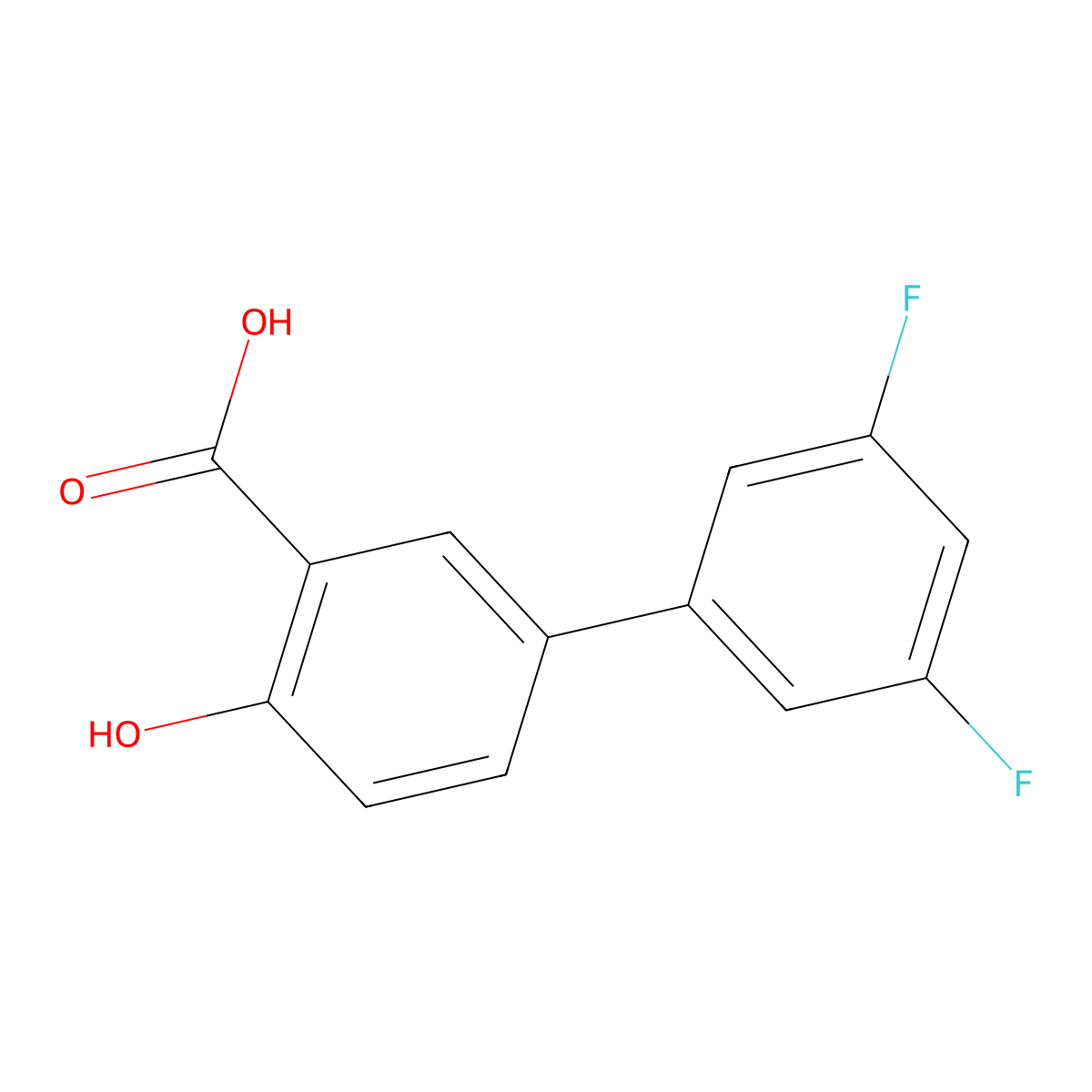 3',5'-Difluoro-4-hydroxy[1,1'-biphenyl]-3-carboxylic acid molecular structure, CAS 656305-29-2
