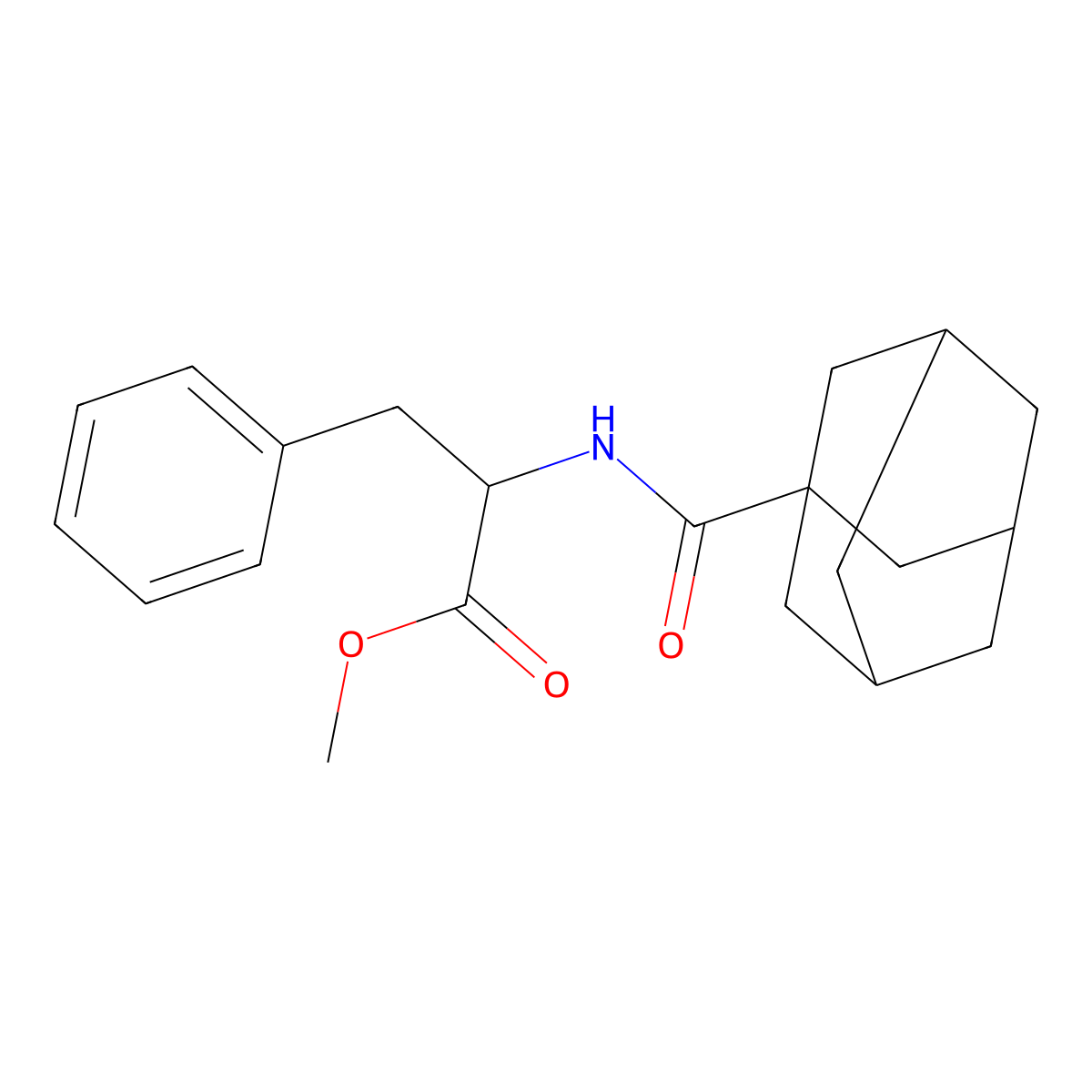 Methyl 2-(adamantanylcarbonylamino)-3-phenylpropanoate molecular structure, CAS 65638-81-5