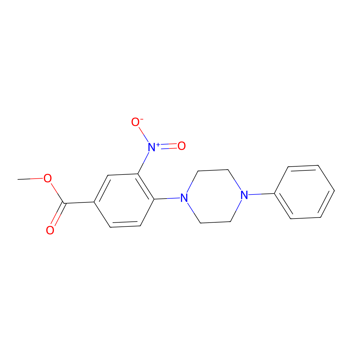 Methyl 3-nitro-4-(4-phenylpiperazin-1-yl)benzoate molecular structure, CAS 65639-58-9