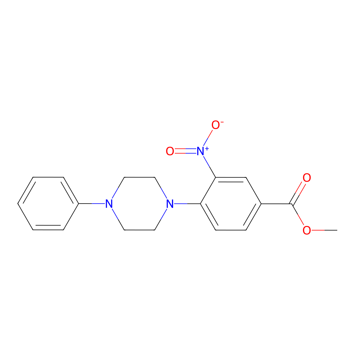Methyl 3-nitro-4-(4-phenylpiperazin-1-yl)benzoate molecular structure, CAS 65639-58-9