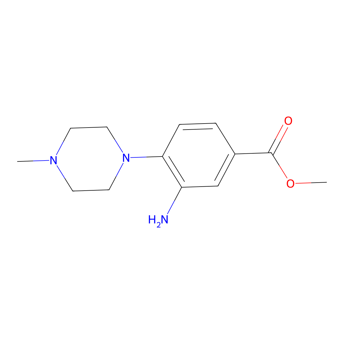 Methyl 3-amino-4-(4-methylpiperazin-1-yl)benzoate molecular structure, CAS 65639-61-4