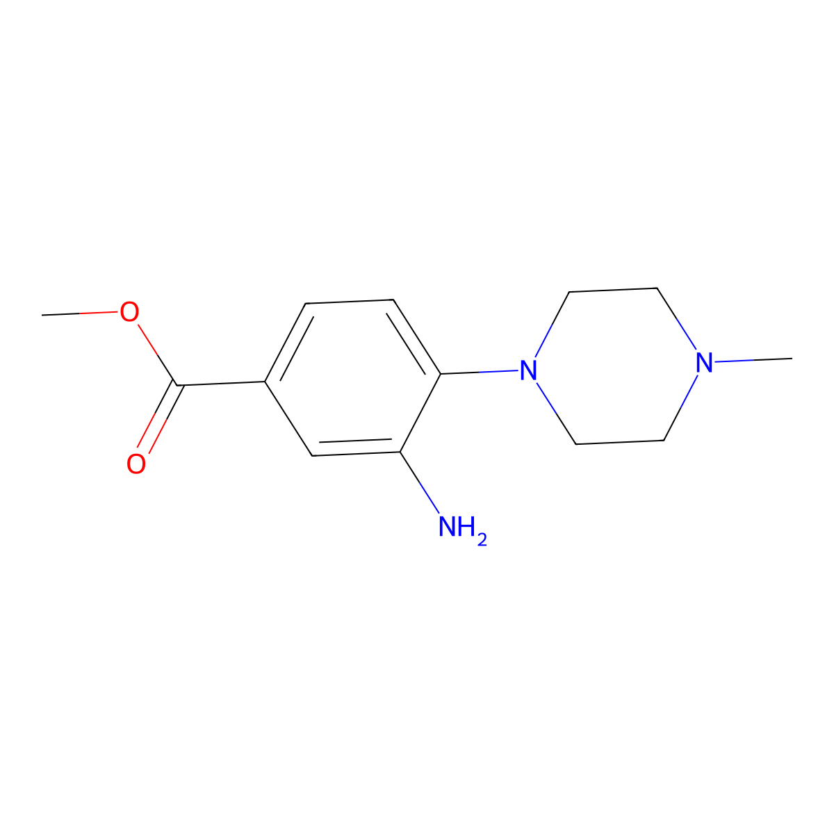 Methyl 3-amino-4-(4-methylpiperazin-1-yl)benzoate molecular structure, CAS 65639-61-4