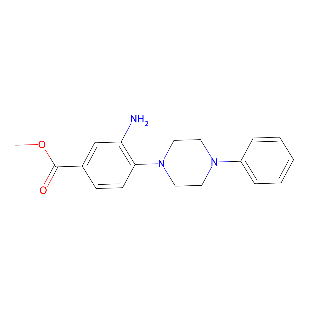 Methyl 3-amino-4-(4-phenylpiperazin-1-yl)benzoate molecular structure, CAS 65639-65-8