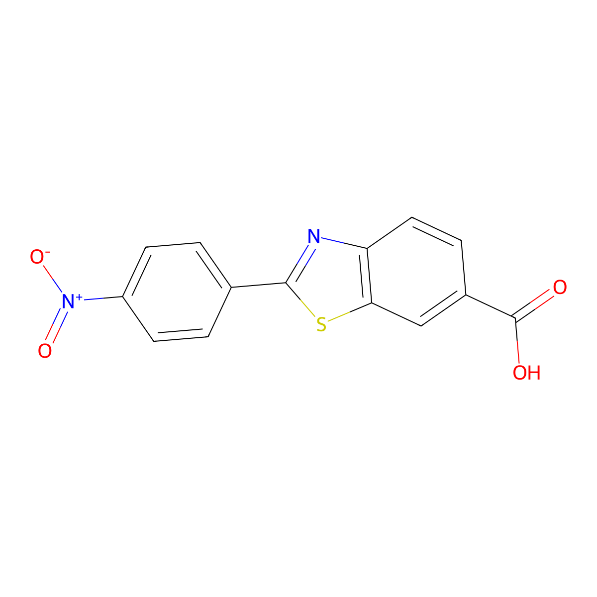 2-(4-Nitrophenyl)-1,3-benzothiazole-6-carboxylic acid molecular structure, CAS 65644-51-1