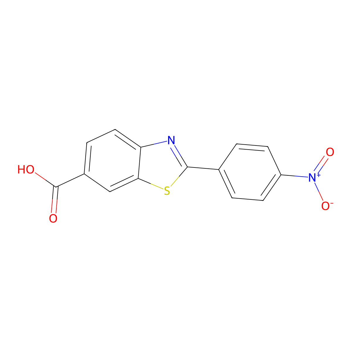 2-(4-Nitrophenyl)-1,3-benzothiazole-6-carboxylic acid molecular structure, CAS 65644-51-1