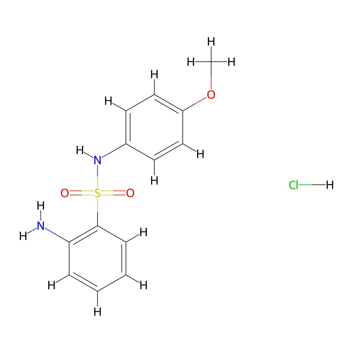 2-amino-N-(4-methoxyphenyl)benzene-1-sulfonamide hydrochloride molecular structure, CAS 65645-67-2