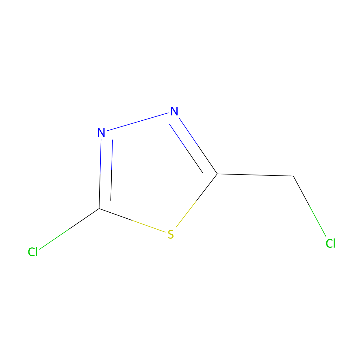2-Chloro-5-(chloromethyl)-1,3,4-thiadiazole molecular structure, CAS 65647-54-3