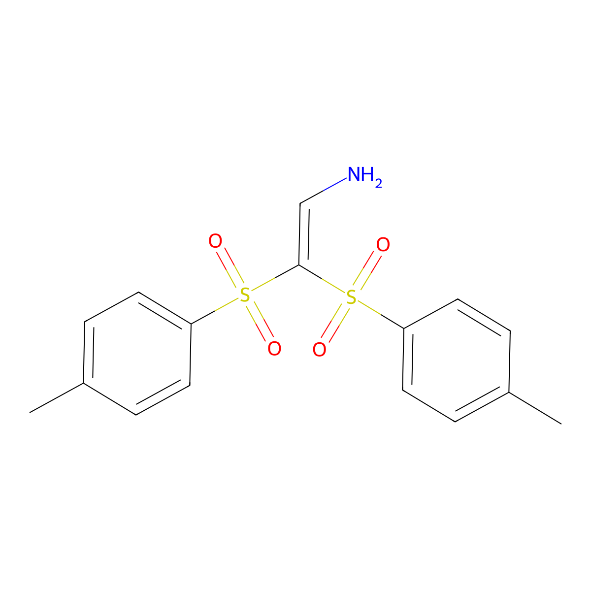 Ethenamine, 2,2-bis[(4-methylphenyl)sulfonyl]- molecular structure, CAS 65649-93-6