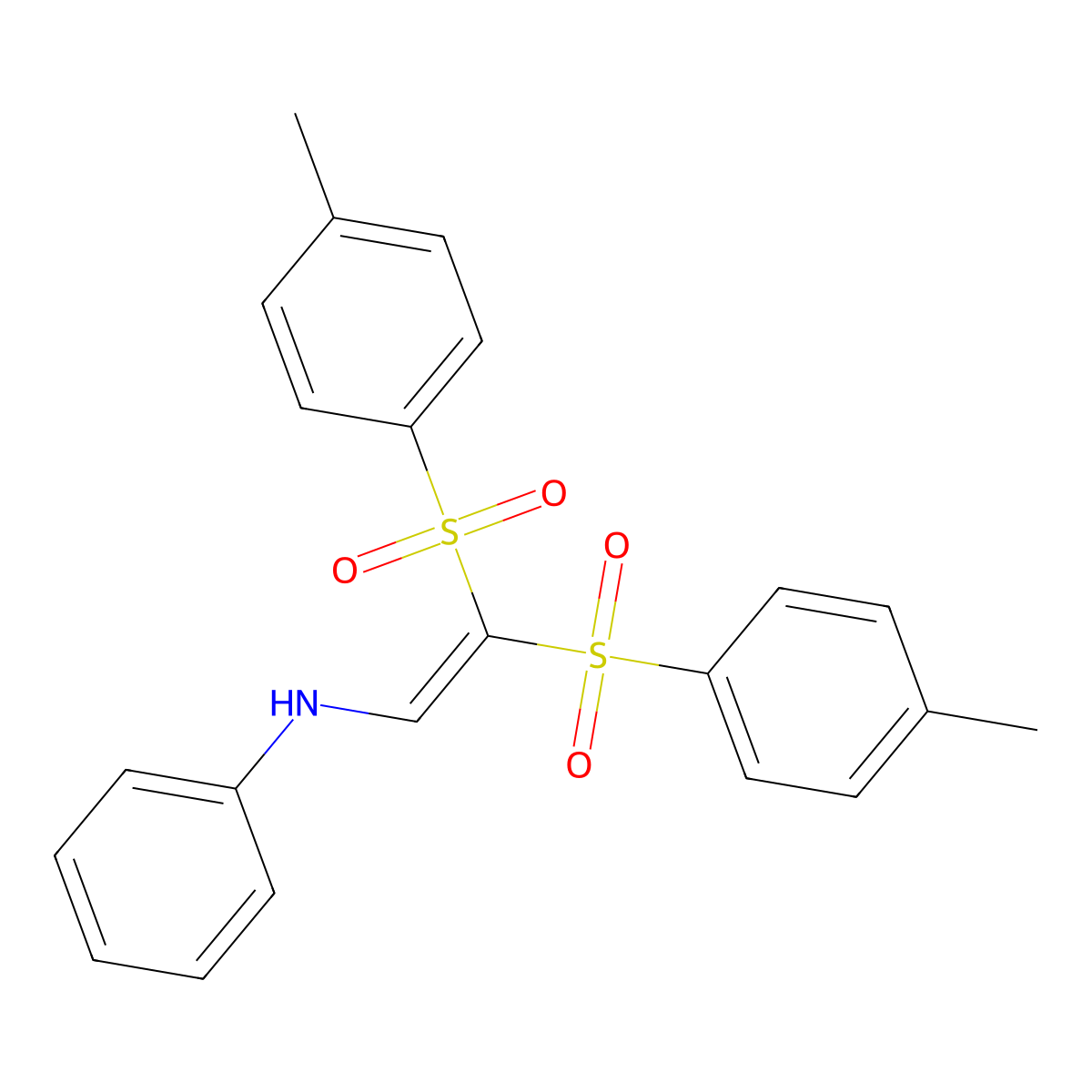 N-{2,2-bis[(4-methylphenyl)sulfonyl]ethenyl}aniline molecular structure, CAS 65649-95-8