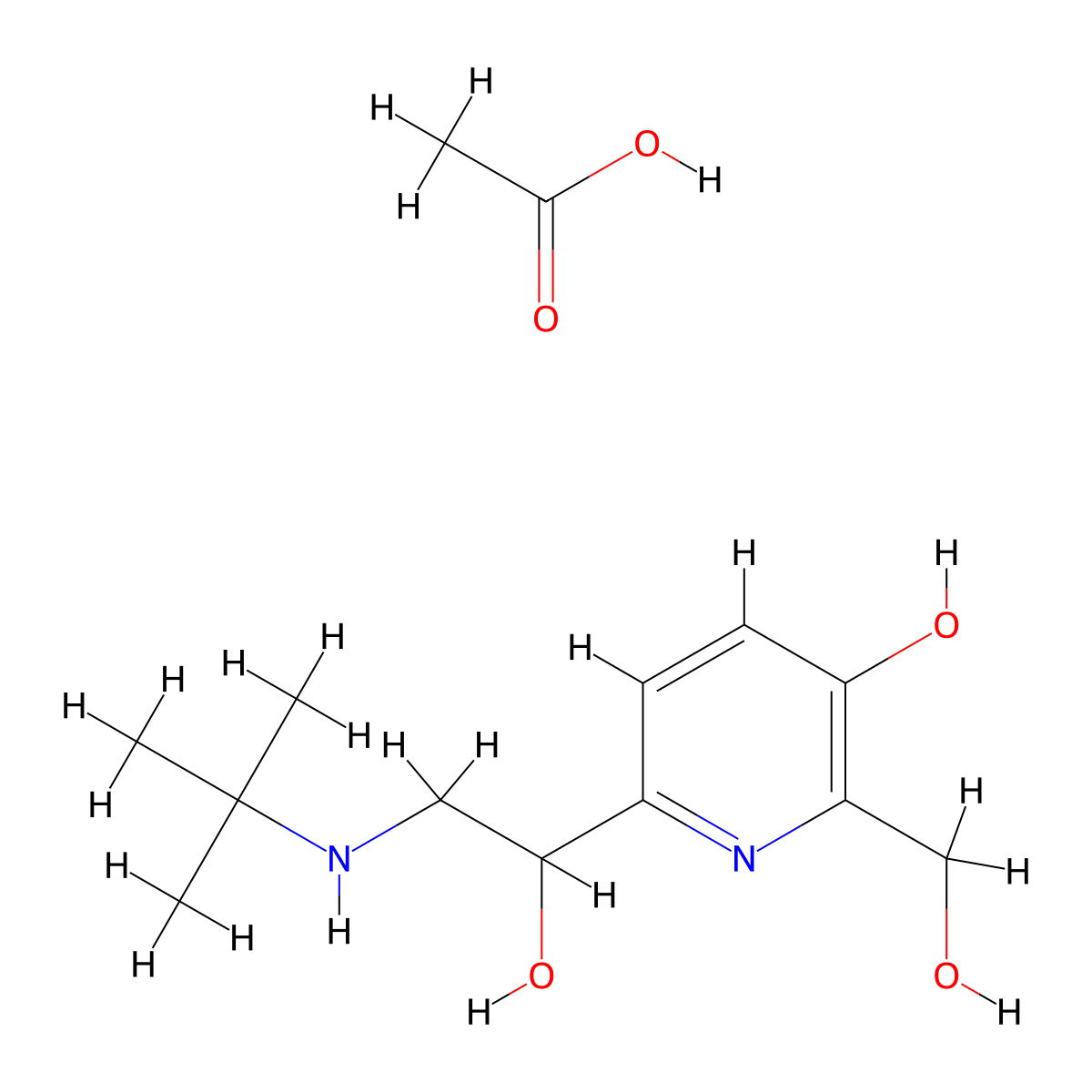 Pirbuterol Acetate molecular structure, CAS 65652-44-0