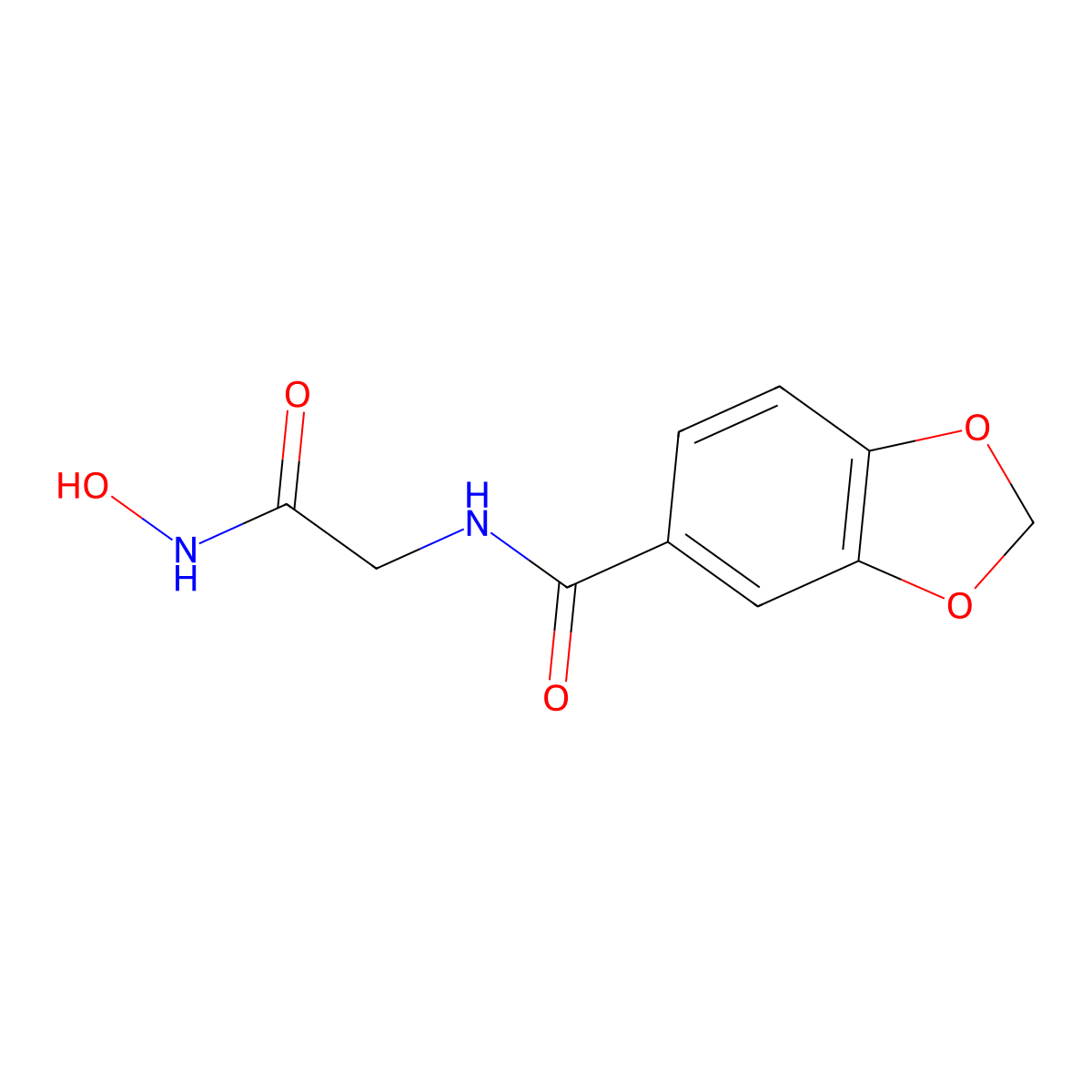 Acetohydroxamic acid, 2-((1,3-benzodioxol-5-YL)carboxamido)- molecular structure, CAS 65654-19-5