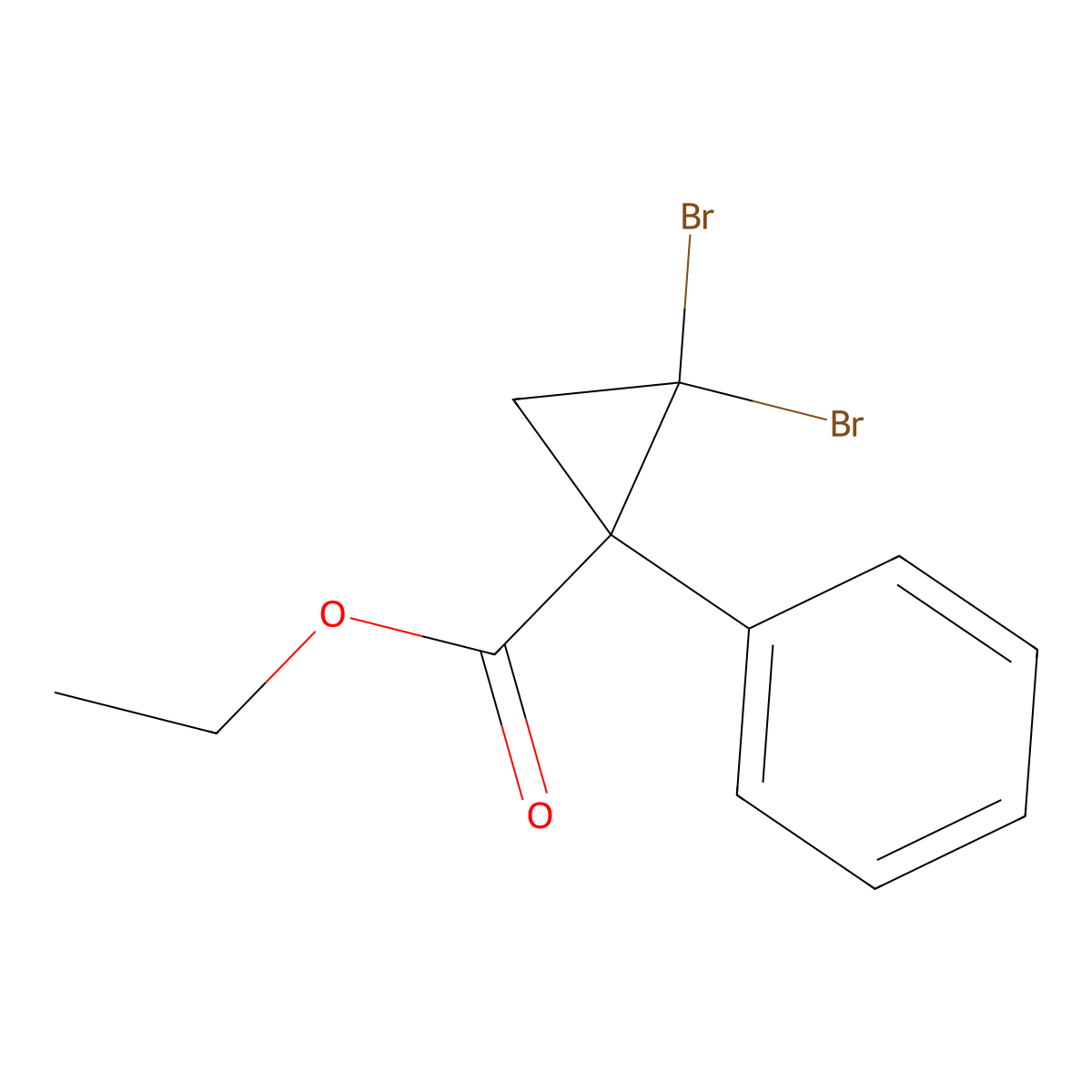 Ethyl 2,2-dibromo-1-phenylcyclopropane-1-carboxylate molecular structure, CAS 65655-78-9