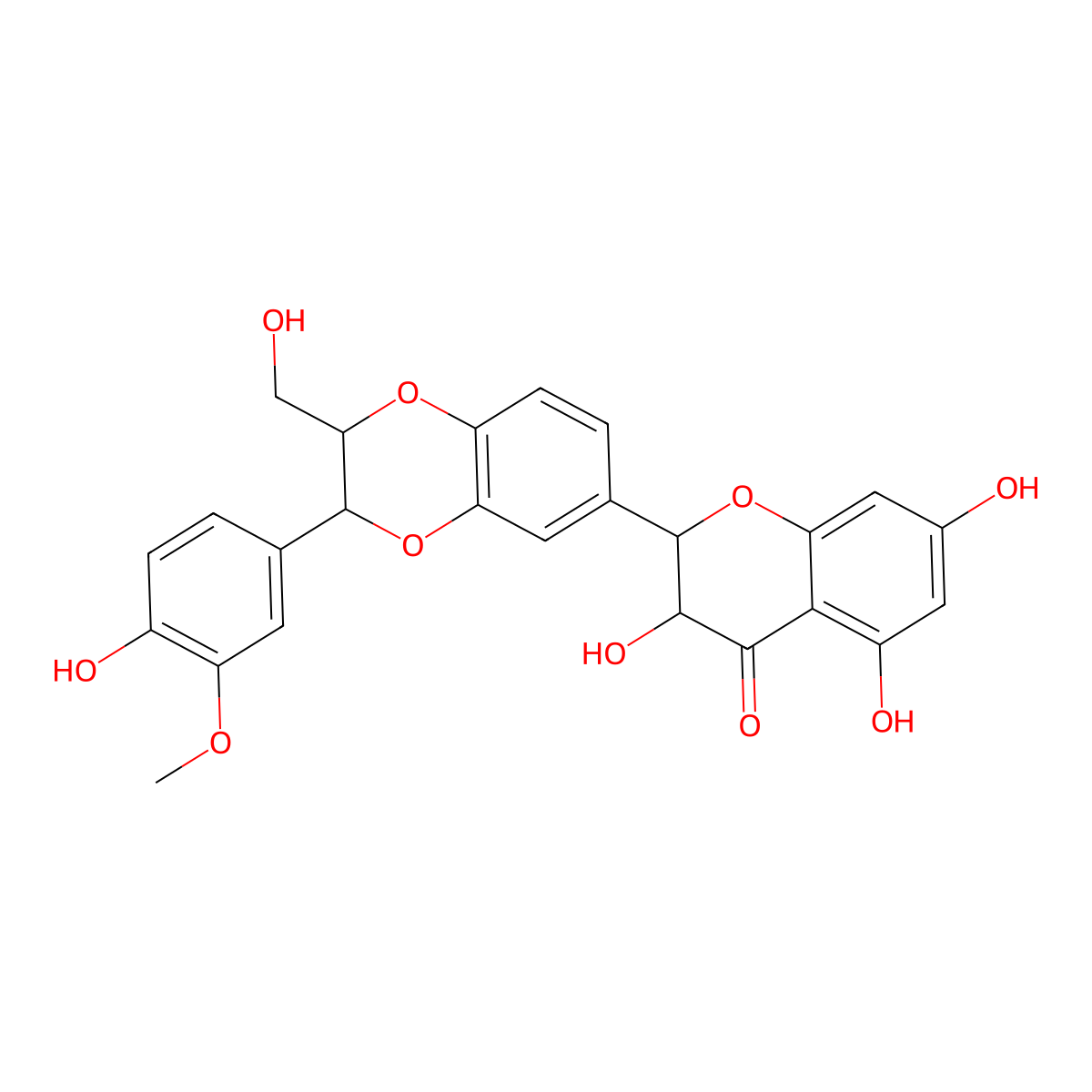 Silymarin molecular structure, CAS 65666-07-1