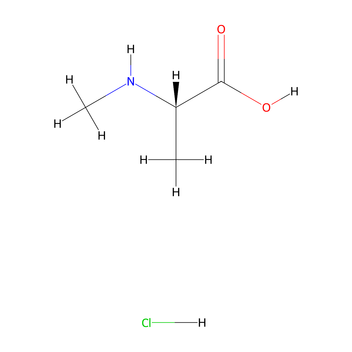 (S)-2-(Methylamino)propanoic acid hydrochloride molecular structure, CAS 65672-32-4