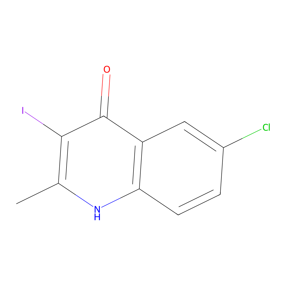 6-Chloro-4-hydroxy-3-iodo-2-methylquinoline molecular structure, CAS 65673-92-9