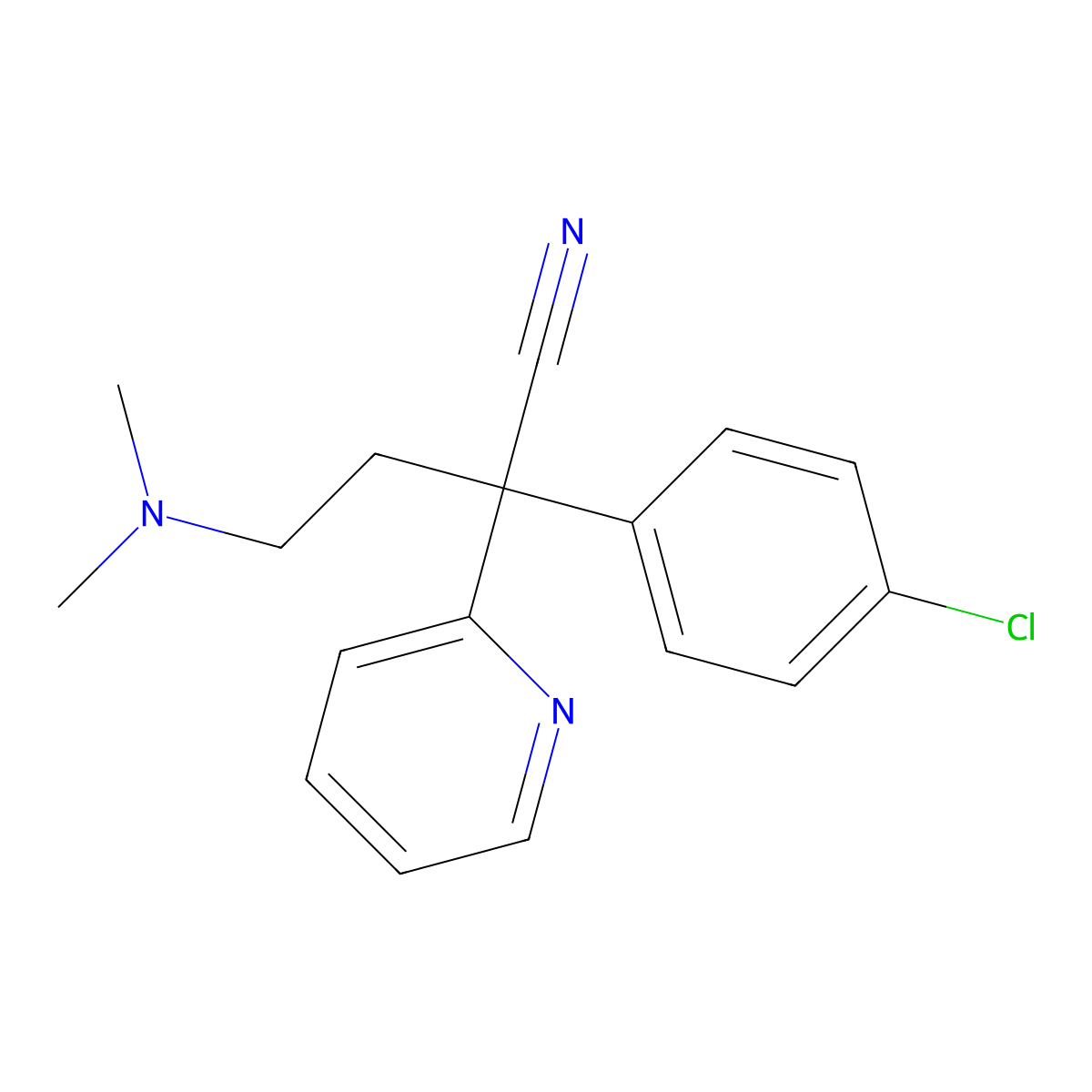 alpha-(4-Chlorophenyl)-alpha-(2-(dimethylamino)ethyl)-2-pyridineacetonitrile molecular structure, CAS 65676-21-3