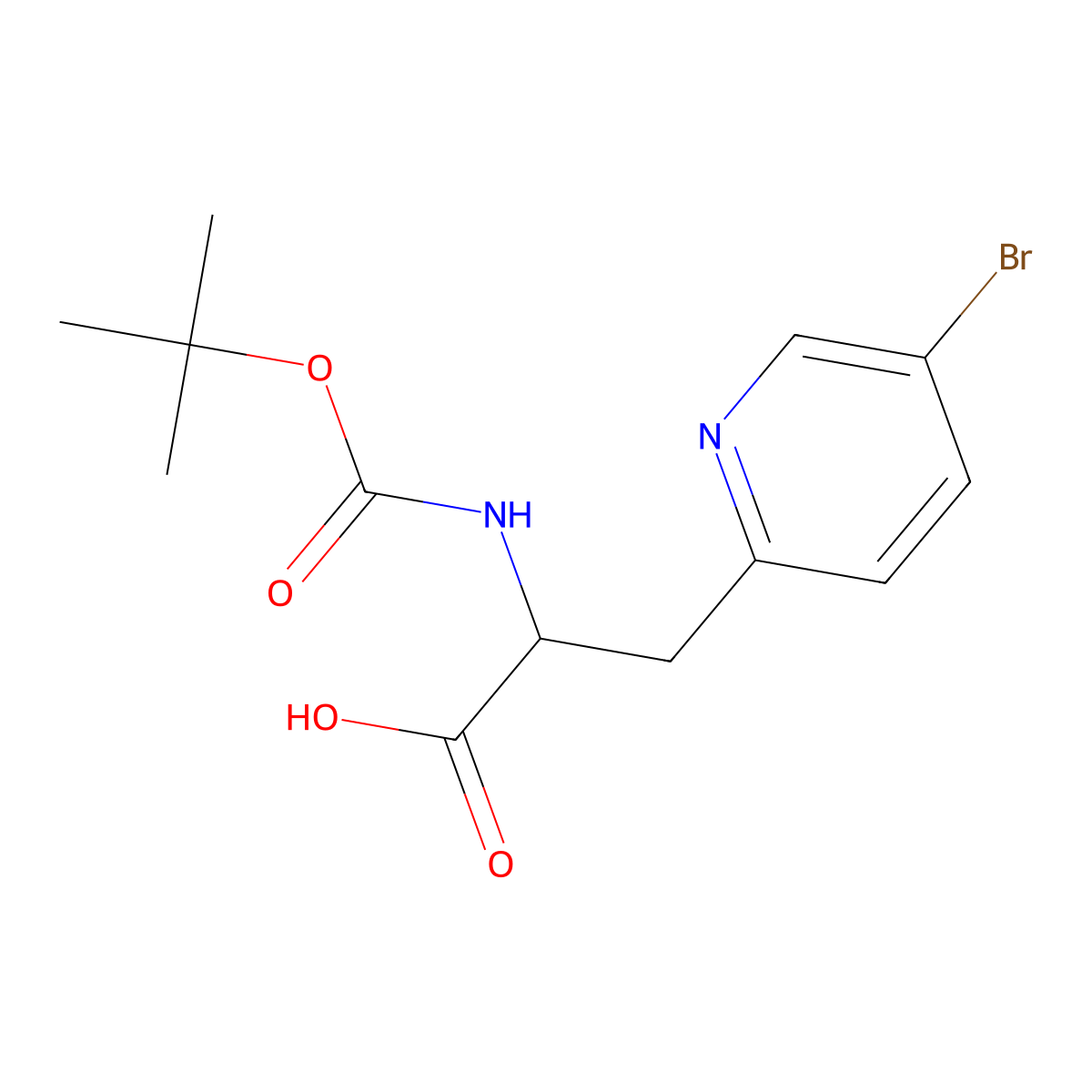 (2S)-3-(5-bromopyridin-2-yl)-2-{[(tert-butoxy)carbonyl]amino}propanoicacid molecular structure, CAS 656801-30-8