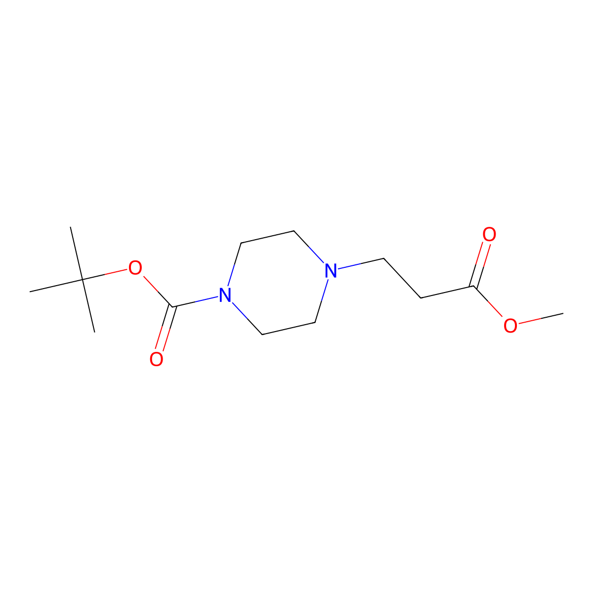 Tert-butyl 4-(3-methoxy-3-oxopropyl)piperazine-1-carboxylate molecular structure, CAS 656803-51-9