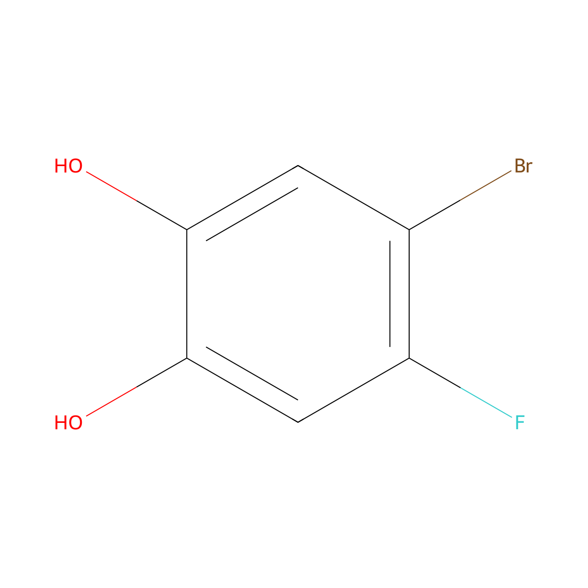 4-Bromo-5-fluorobenzene-1,2-diol molecular structure, CAS 656804-73-8