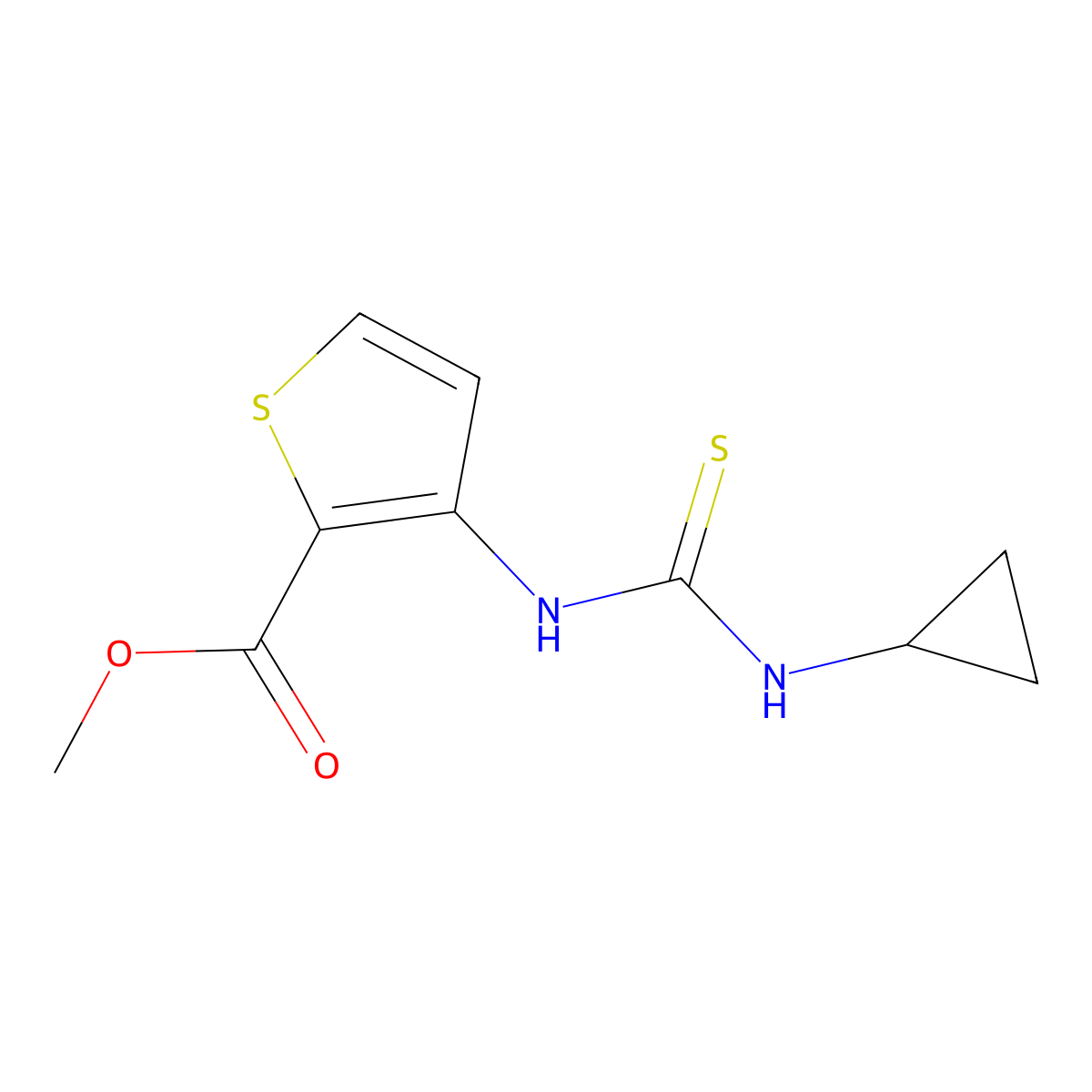 Methyl 3-(cyclopropylcarbamothioylamino)thiophene-2-carboxylate molecular structure, CAS 656813-71-7