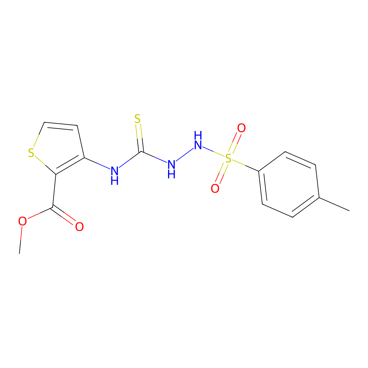 Methyl 3-[[(4-methylphenyl)sulfonylamino]carbamothioylamino]thiophene-2-carboxylate molecular structure, CAS 656813-72-8