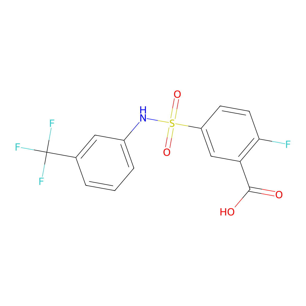 2-fluoro-5-[[3-(trifluoromethyl)phenyl]sulfamoyl]benzoic Acid molecular structure, CAS 656813-79-5