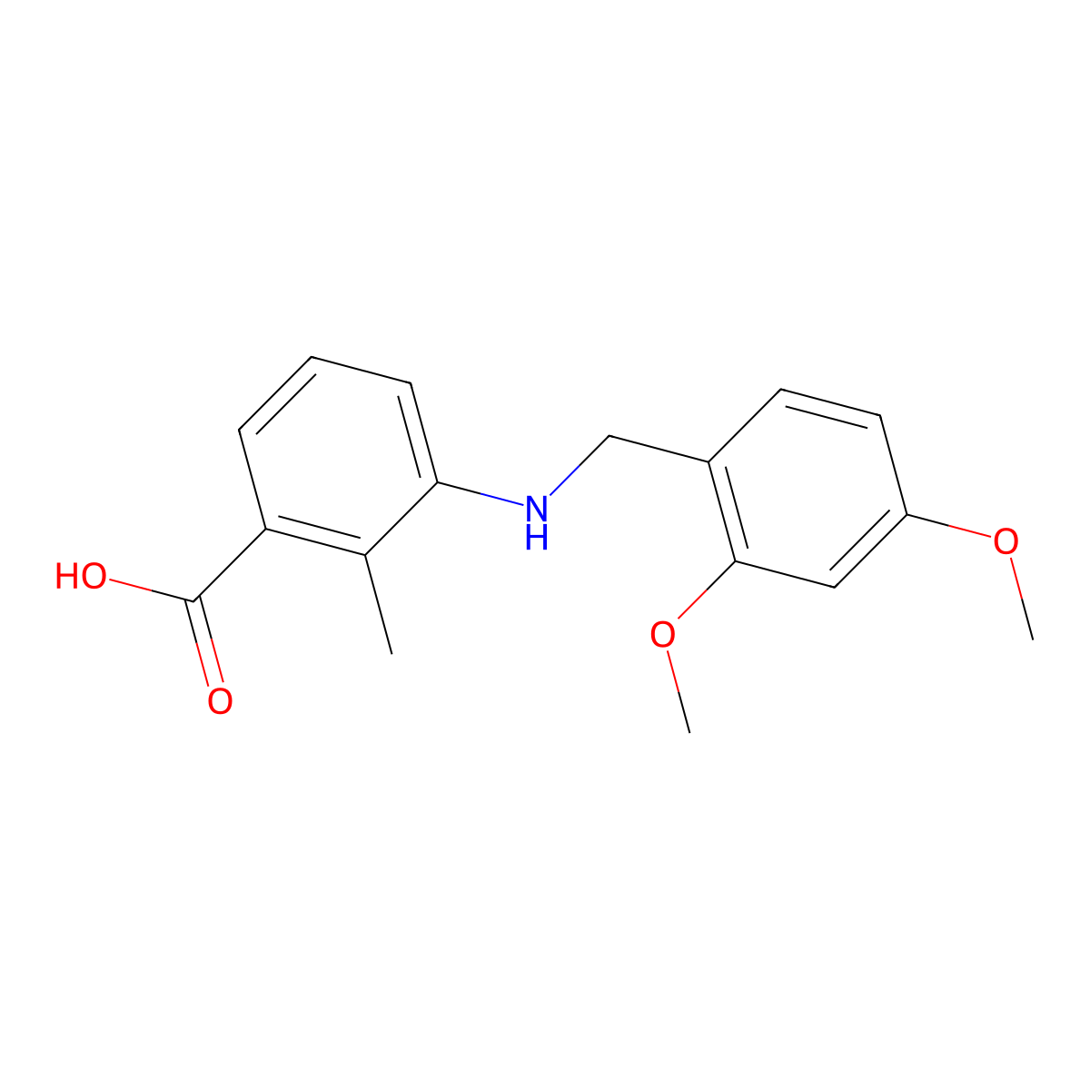 3-[(2,4-Dimethoxybenzyl)amino]-2-methylbenzoic acid molecular structure, CAS 656814-82-3