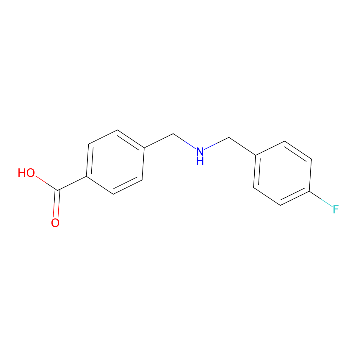 4-{[(4-Fluorobenzyl)amino]methyl}benzoic acid molecular structure, CAS 656815-45-1