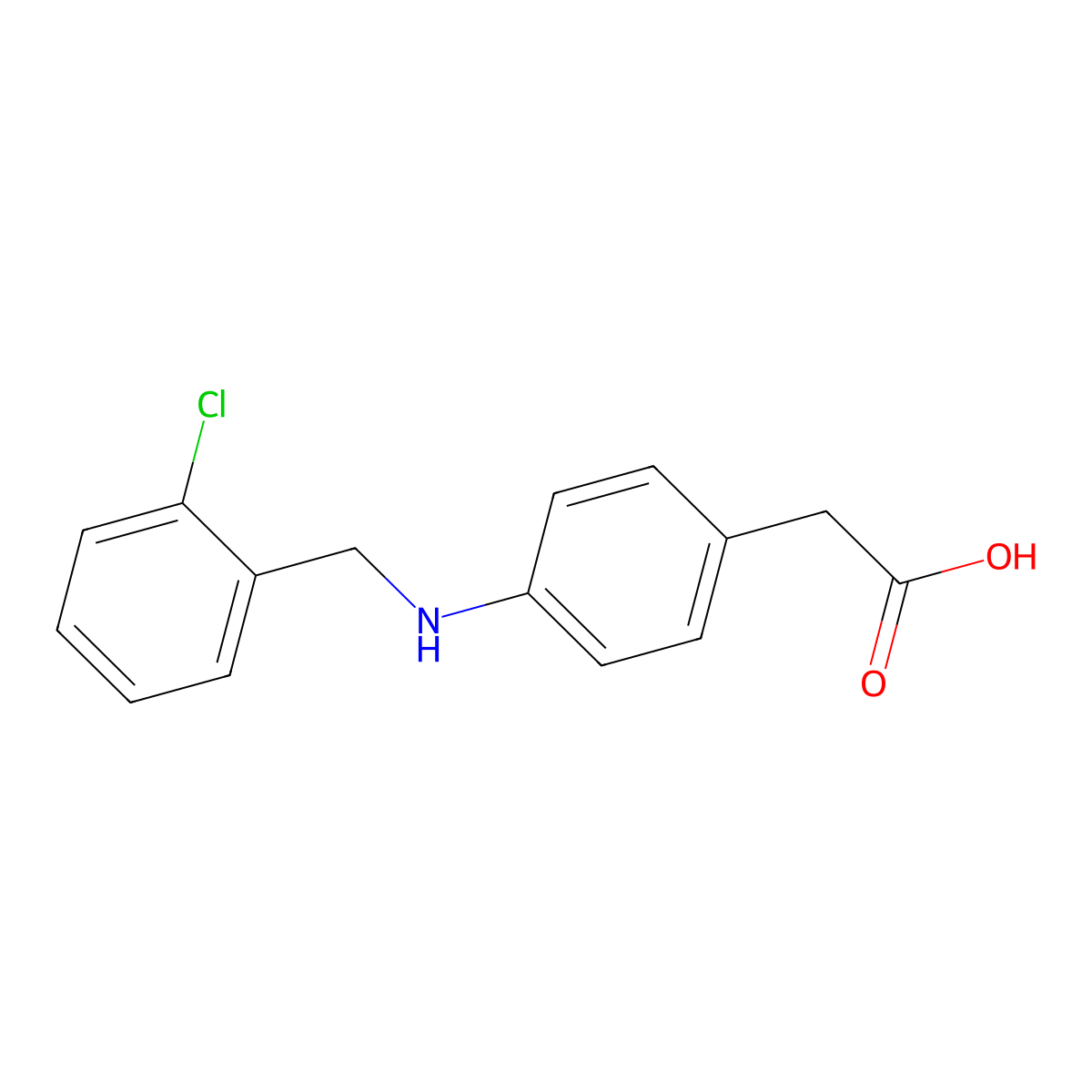 {4-[(2-Chlorobenzyl)amino]phenyl}acetic acid molecular structure, CAS 656815-56-4