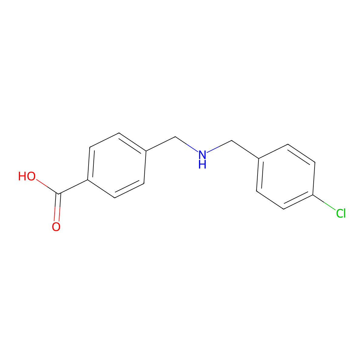 4-{[(4-Chlorobenzyl)amino]methyl}benzoic acid molecular structure, CAS 656815-58-6