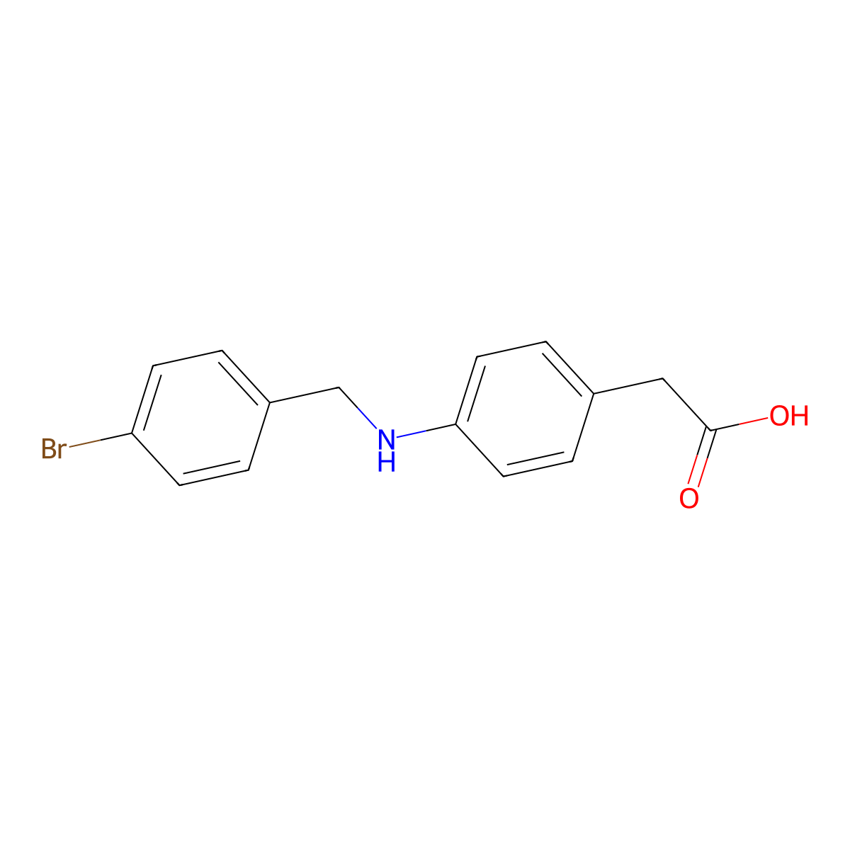 {4-[(4-Bromobenzyl)amino]phenyl}acetic acid molecular structure, CAS 656815-61-1