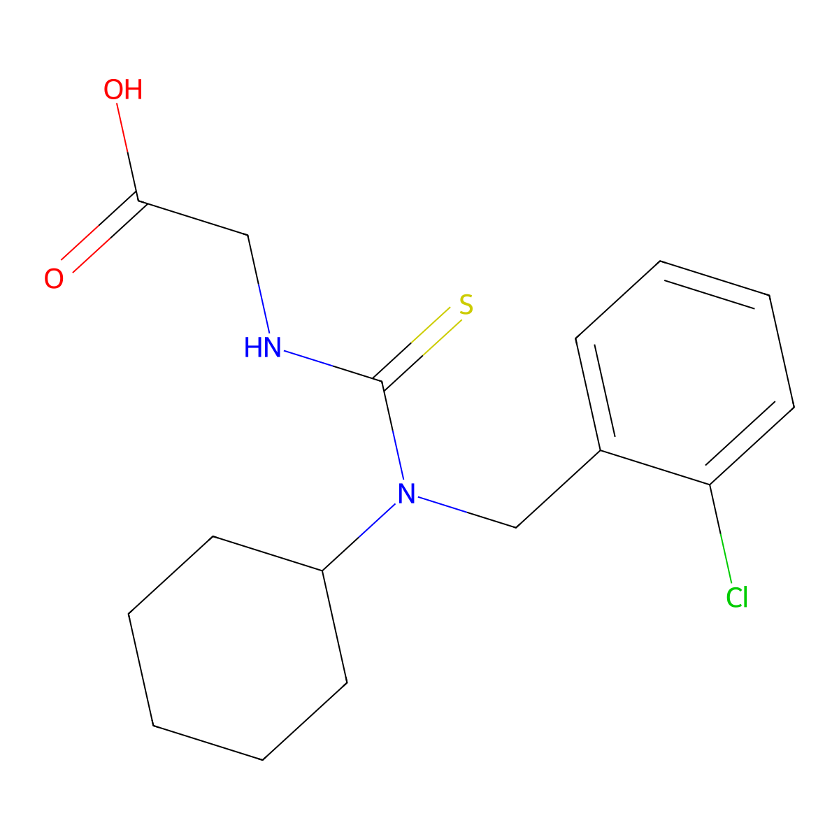 ({[(2-Chlorobenzyl)(cyclohexyl)amino]-carbonothioyl}amino)acetic acid molecular structure, CAS 656816-05-6