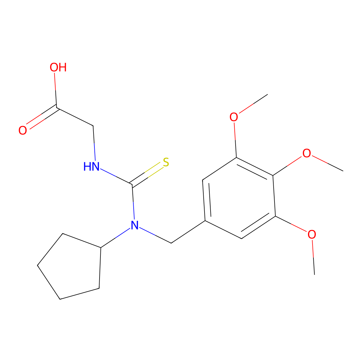 2-[[Cyclopentyl-[(3,4,5-trimethoxyphenyl)methyl]-carbamothioyl]amino]acetic acid molecular structure, CAS 656816-06-7
