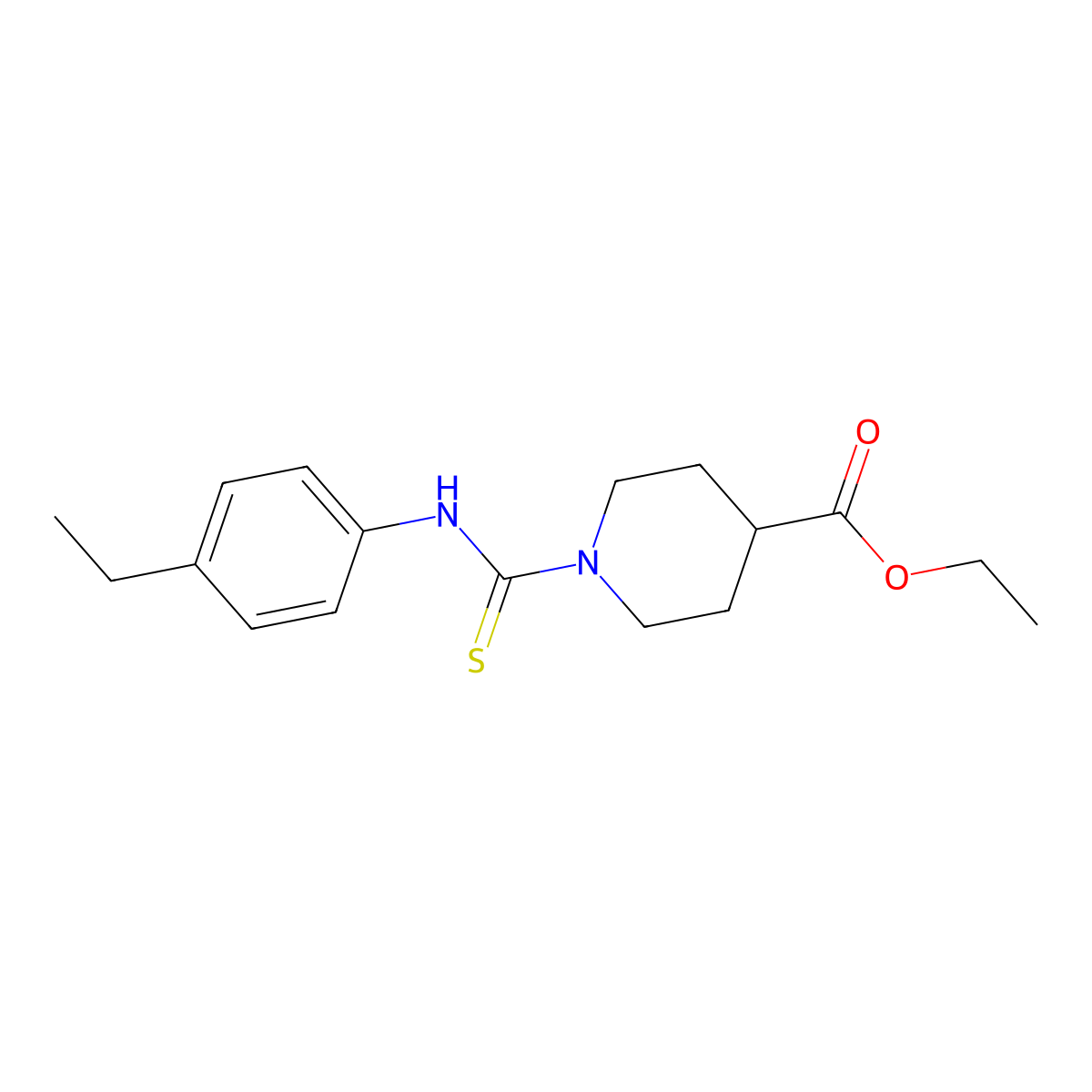 Ethyl 1-[(4-ethylphenyl)carbamothioyl]piperidine-4-carboxylate molecular structure, CAS 656816-16-9