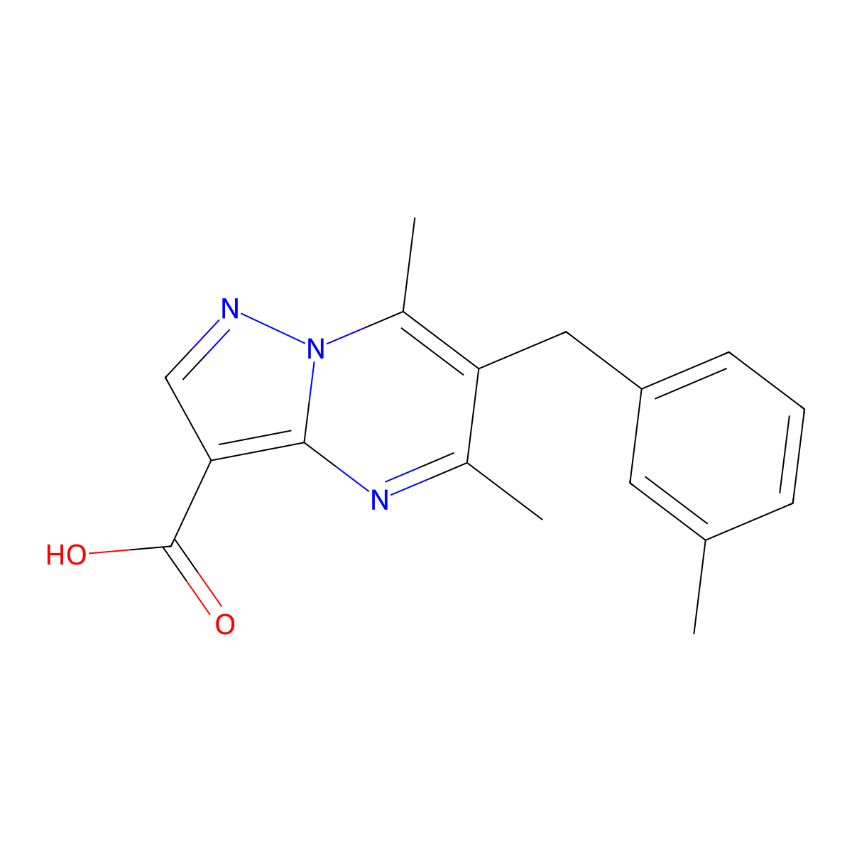5,7-Dimethyl-6-(3-methylbenzyl)pyrazolo[1,5-a]pyrimidine-3-carboxylic acid molecular structure, CAS 656817-41-3