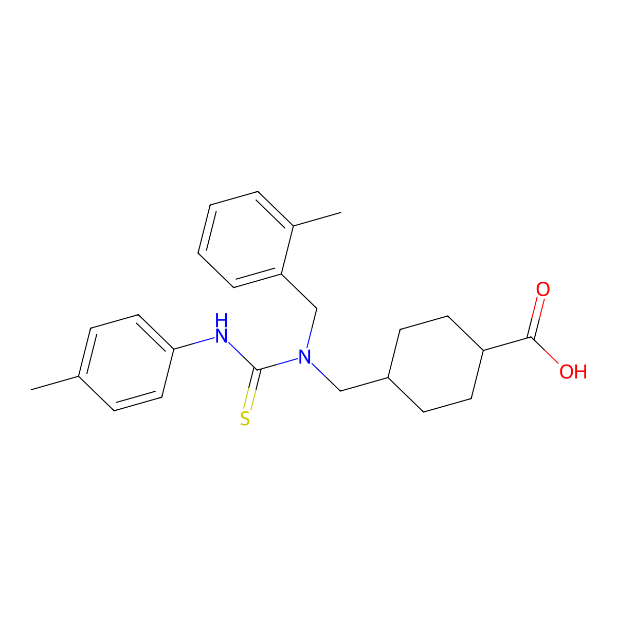 4-({[(4-Methylphenyl)carbamothioyl][(2-methylphenyl)methyl]amino}methyl)cyclohexane-1-carboxylic acid molecular structure, CAS 656817-45-7