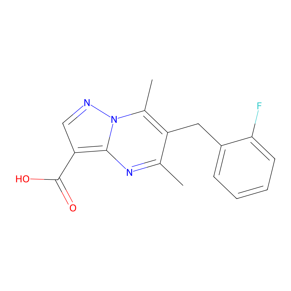 6-(2-Fluorobenzyl)-5,7-dimethylpyrazolo[1,5-a]pyrimidine-3-carboxylic acid molecular structure, CAS 656818-36-9