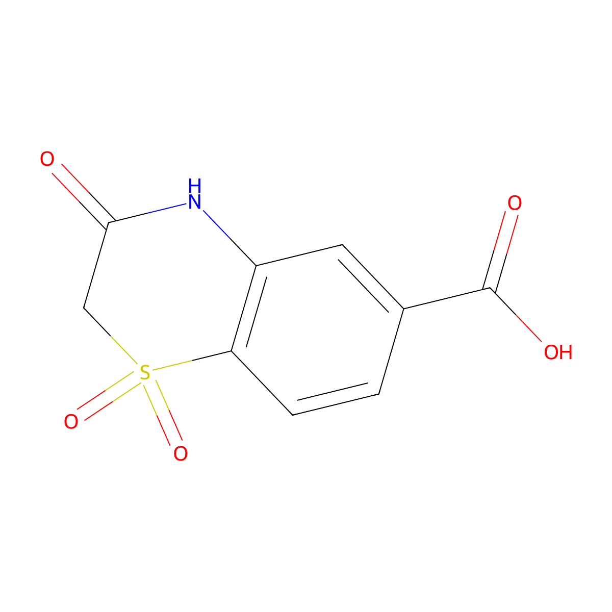 3-Oxo-3,4-dihydro-2H-benzo[b][1,4]thiazine-6-carboxylic acid 1,1-dioxide molecular structure, CAS 656819-53-3