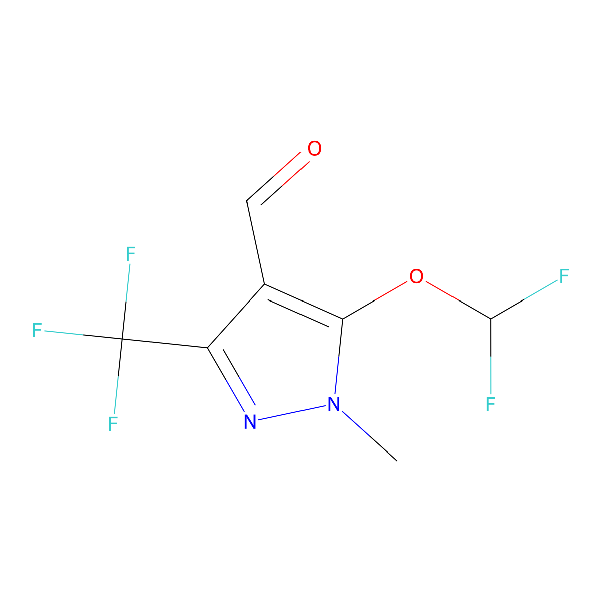 5-difluoromethoxy-1-methyl-3-trifluoromethyl-1H-pyrazole-4-carbaldehyde molecular structure, CAS 656825-58-0