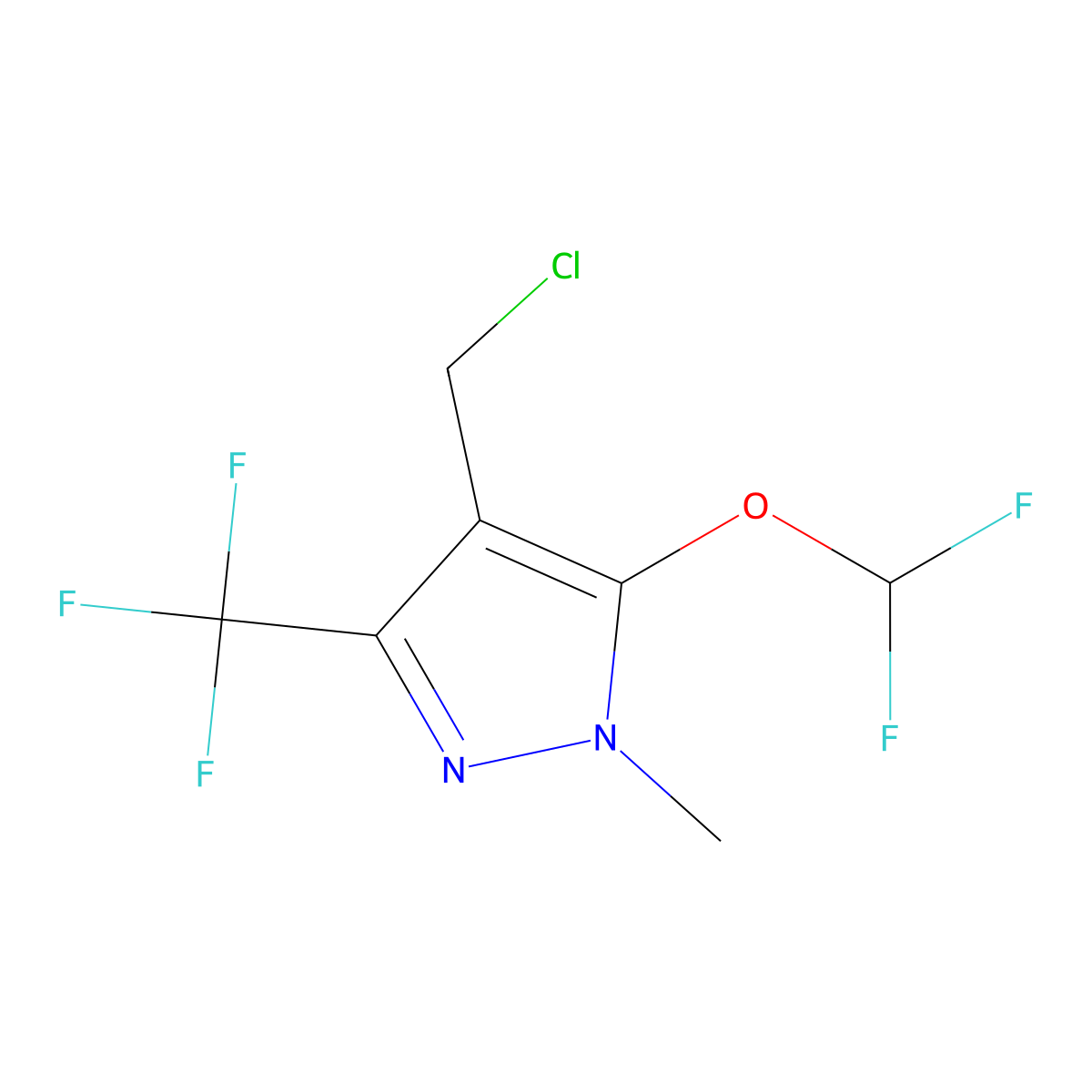 4-(Chloromethyl)-5-(difluoromethoxy)-1-methyl-3-(trifluoromethyl)-1H-pyrazole molecular structure, CAS 656825-76-2