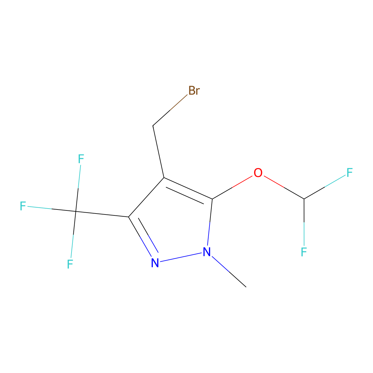 4-(bromomethyl)-5-(difluoromethoxy)-1-methyl-3-(trifluoromethyl)-1H-pyrazole molecular structure, CAS 656825-78-4