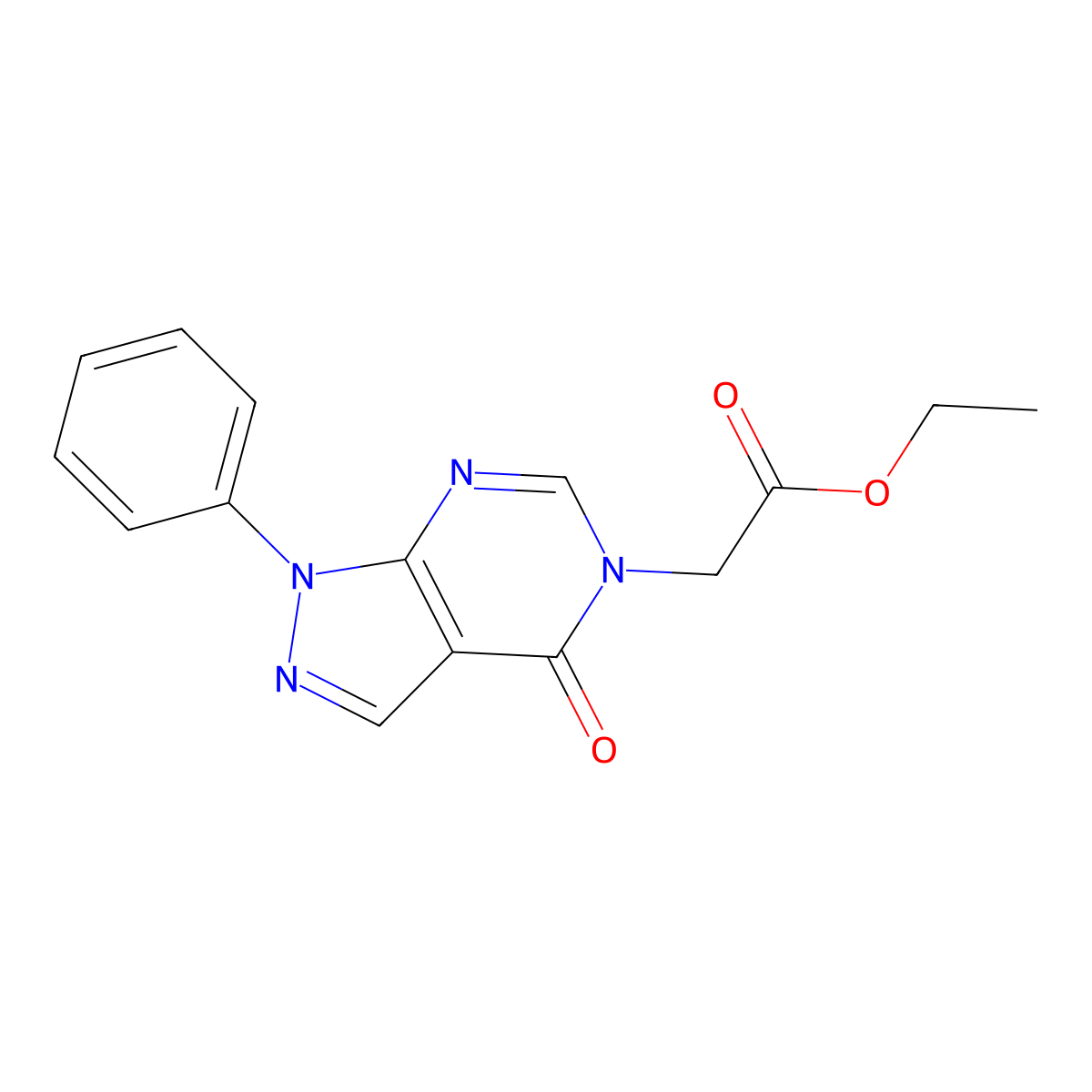 ethyl 2-(4-oxo-1-phenyl-1H-pyrazolo[3,4-d]pyrimidin-5(4H)-yl)acetate molecular structure, CAS 656831-55-9