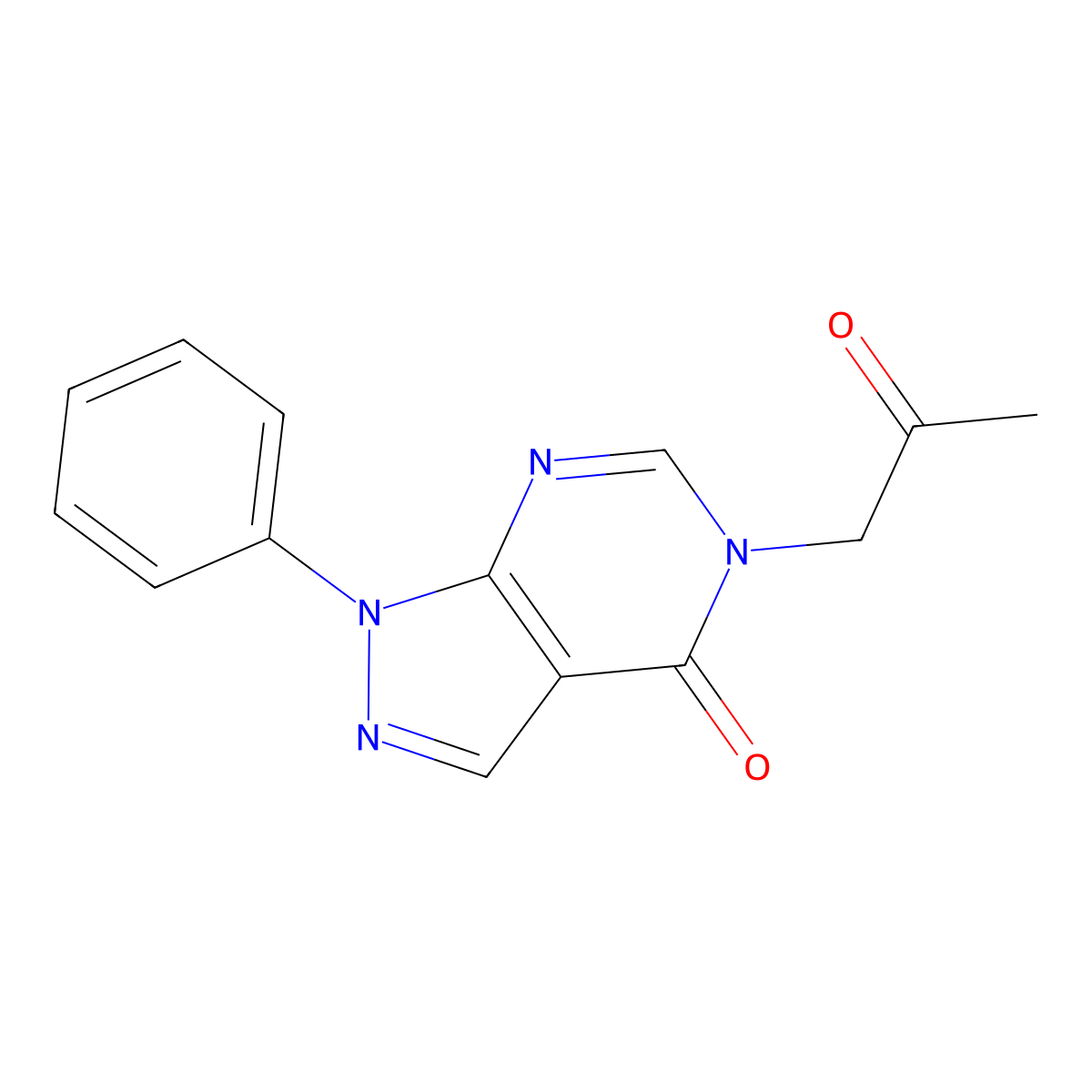 1,5-Dihydro-5-(2-oxopropyl)-1-phenyl-4H-pyrazolo[3,4-d]pyrimidin-4-one molecular structure, CAS 656831-68-4